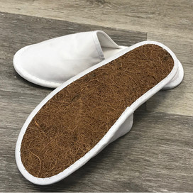 Biodegradable Cotton Slippers, 100% Cotton, Coir soles, White, Eco, Spa, BC SoftWear